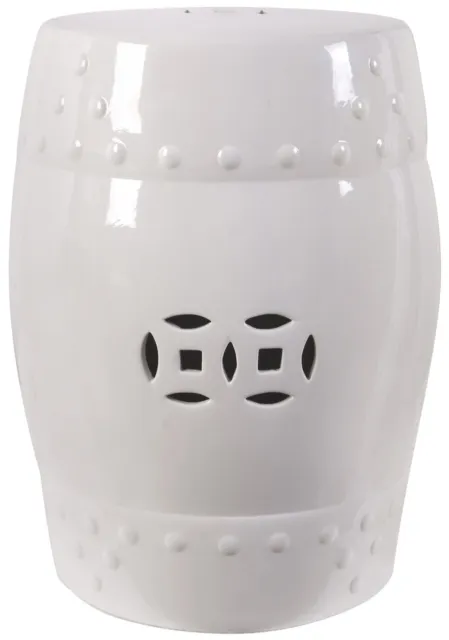 18" Ceramic Garden Stool White