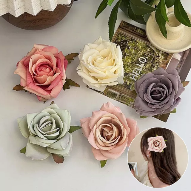 Women Retro Atmosphere Rose Flower Hair Clip Bride Brooch Wedding Accessorie Ni