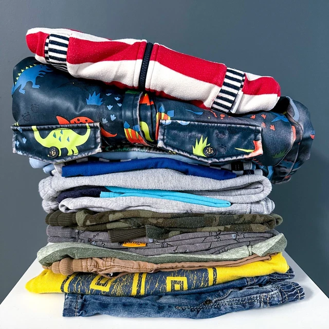 Pacchetto 14 pezzi vestiti ragazzi cappotto felpa con cappuccio pantaloni top pantaloncini 2-3 anni