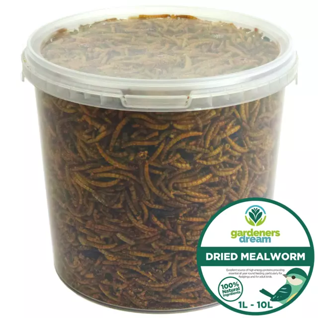 GardenersDream Dried Mealworms - Nutritious Wild Garden Bird Food Treats Birds