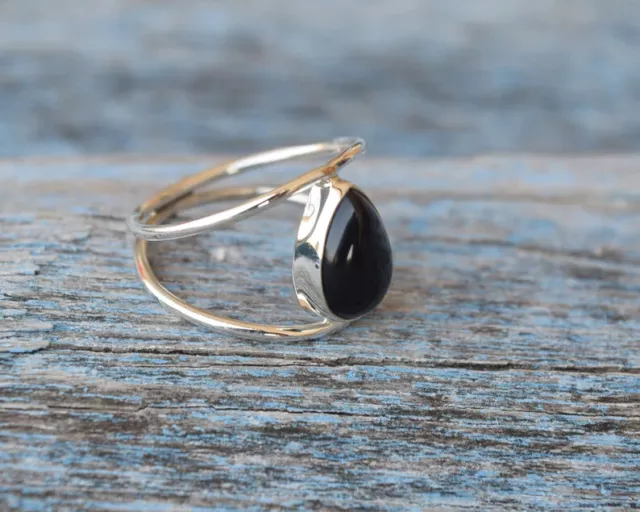 BLACK ONYX 925 Sterling Silver Band& Statement Ring Handmade Ring All ...