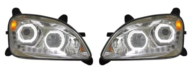 Peterbilt 579 Full LED Headlights W/ Halos DOT  Fits 2012-2021 Chrome Pair