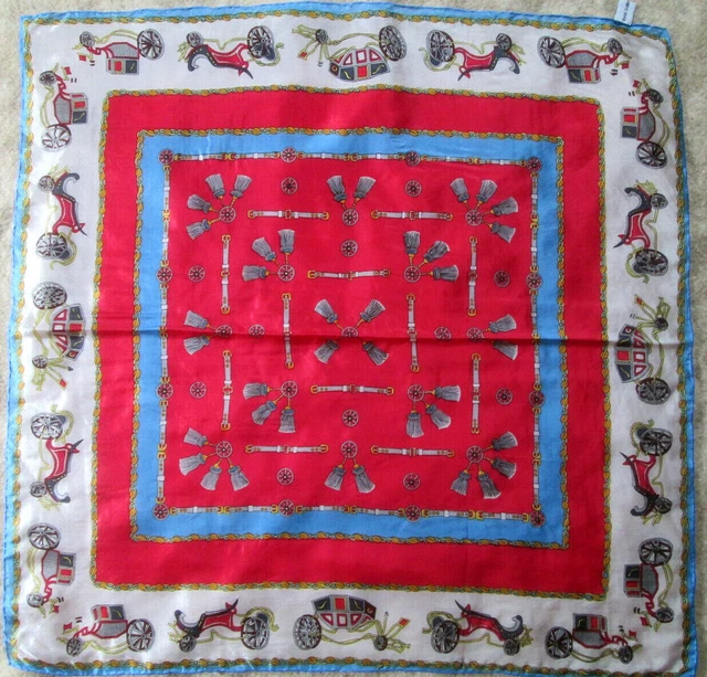 Foulard Vintage En Soie CMG - 76 X 78 Cm, Bleu, Occasion En Bon état