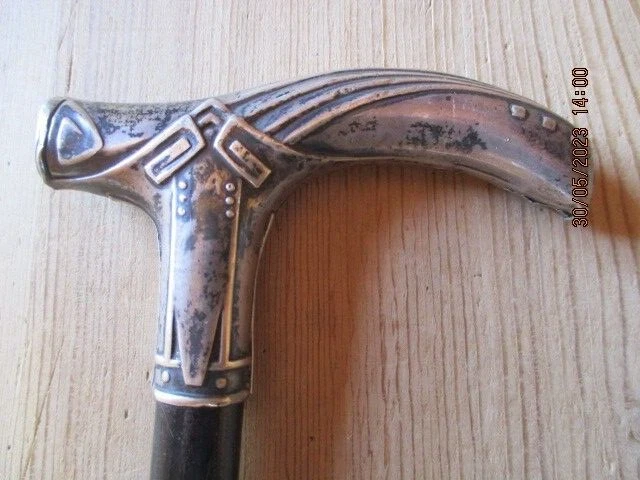 Antiker Jugendstil 800er Silber Gehstock, Flanierstock, Spazierstock 83,5 cm