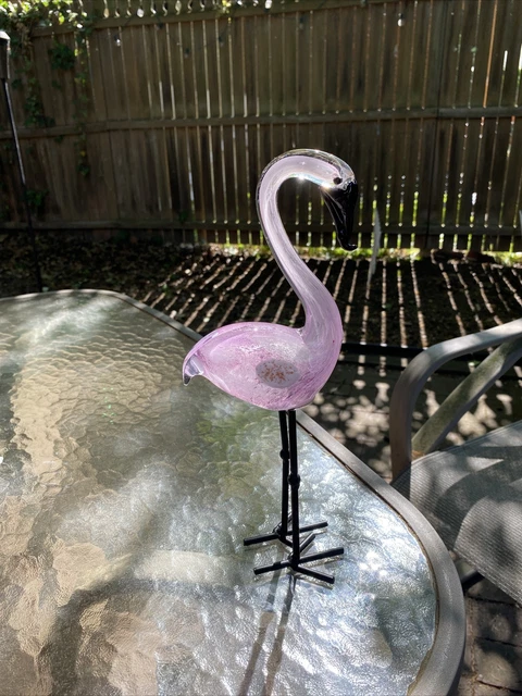 (1) Handmade Pink Art Glass Flamingo Figurine  Possibly Missing Eye?