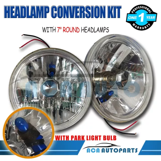 Upgrade Headlight Kit 7" Round Halogen H4 Head Lamp For Patrol MQ GQ Y60 (1Pair)