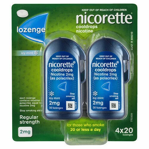 Nicorette Quit Smoking Cooldrops Lozenges, Icy Mint, 2mg, 80 Pieces Novalang