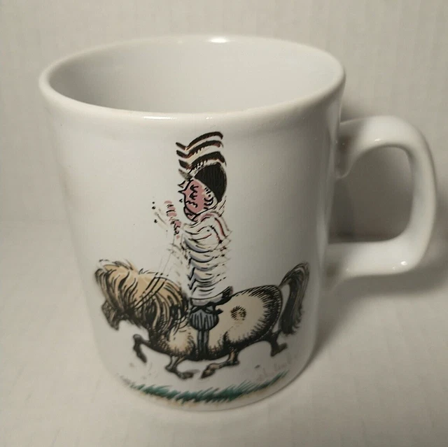 Vintage Norman Thelwell Mug Rider on Horse Pony Churchill Staffordshire England