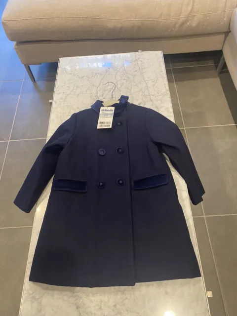 Princess Charlotte’s JoJo Maman Bebé Classic Coat 3-4 Years Navy W/ Velvet NWT
