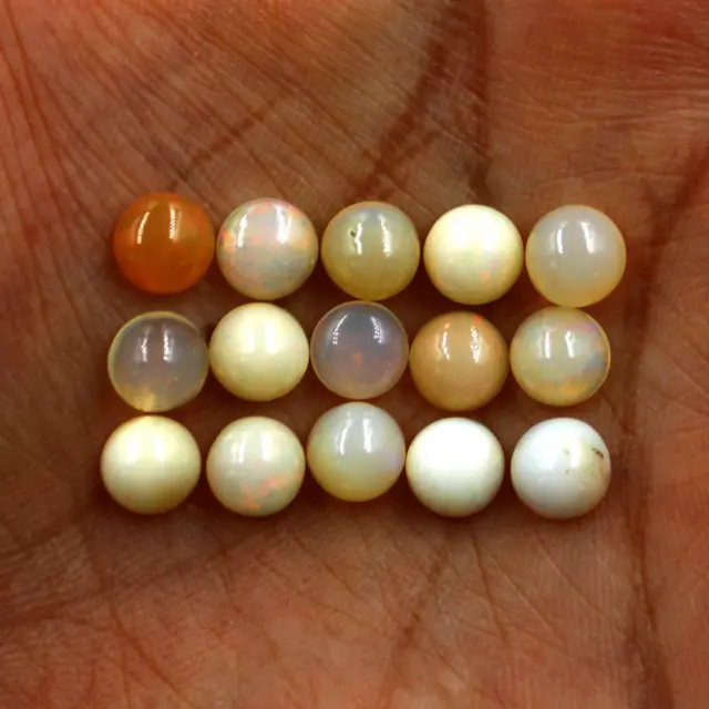 15 pièces opale éthiopienne naturelle 7MM cabochon rond calibré pierres...