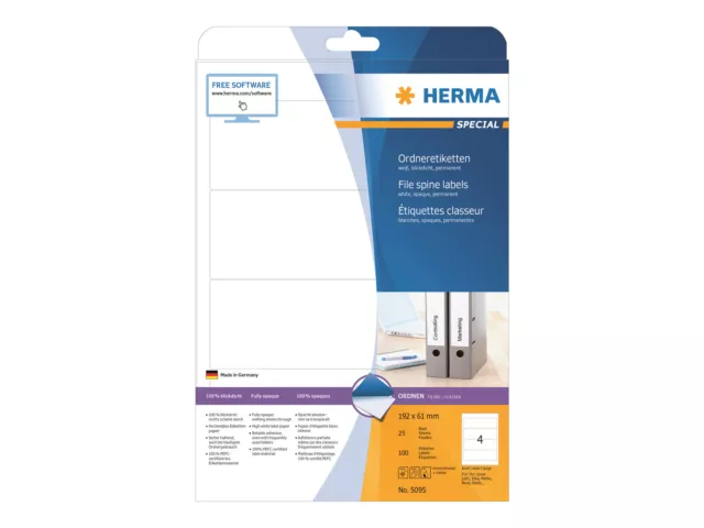 HERMA 5095  Special - Paper - matte permanent self-adhesive - white - 192 x 61 m