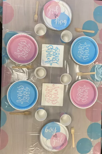Baby Shower Gender Reveal Tableware New Born Boy Girl Unisex Party Supplies