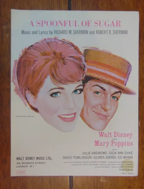 A Spoonful Of Sugar from Walt Disney's Mary Poppins Sheet Music Free Postage