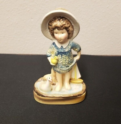 Vintage American Greetings Figurine Girl with Sailboat Beach made in Japan