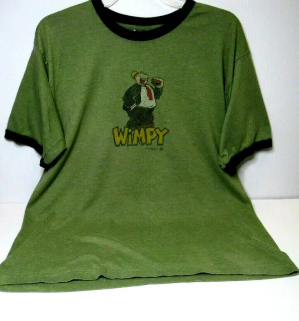 VTG T-Shirt Wimpy from Popeye Ringer Tee Cloth Tag Green L - XL