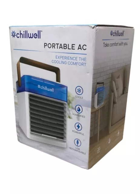 Chillwell Portable Powerful AC Cordless USB Rechargeable - Cools and Humidifies