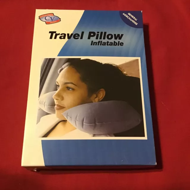 Inflatable Travel Pillow Washable Vinyl Carry Pouch Included New in Pkg