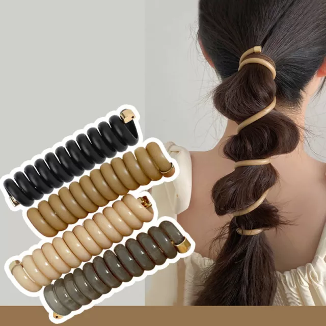 Elastic Rubber Telephone Line Bungee Hair Ties Spiral Holder Band Ponytail Rope