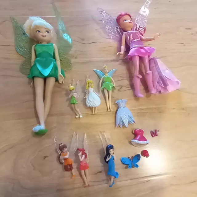 8 dolls Disney Fairy Tinker Bell 10"  w/ flutter wings    Rosetta 9" Doll  plus
