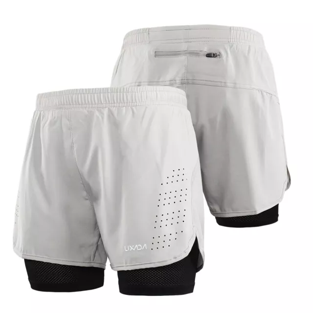 Men's 2-in-1 Running Shorts Quick Drying Breathable Active Training J1Q5