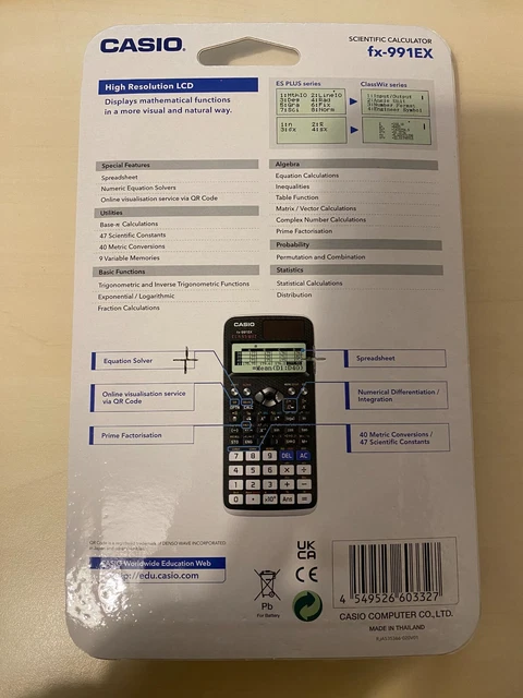 CASIO FX-991EX CLASSWIZ Scientific Calculator - Black (Brand New) £35. ...