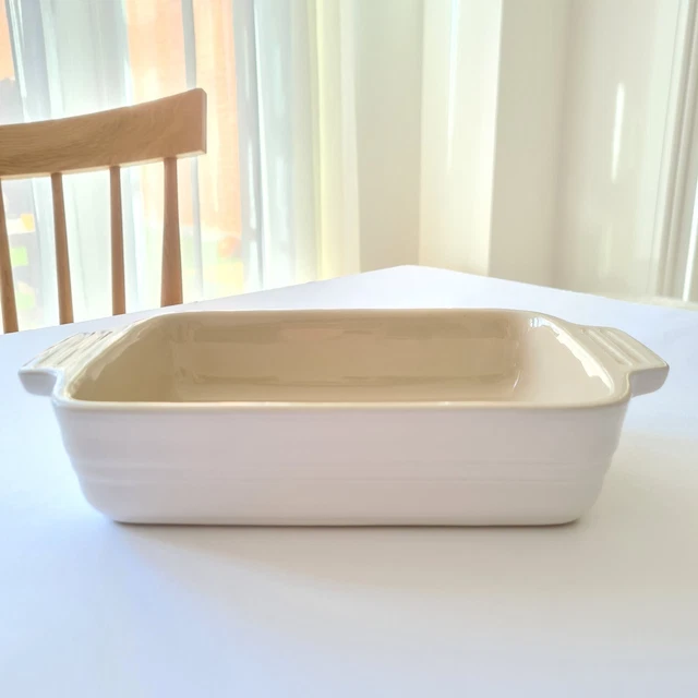 Plato rectangular de gres Le Creuset 18 cm, blanco totalmente nuevo