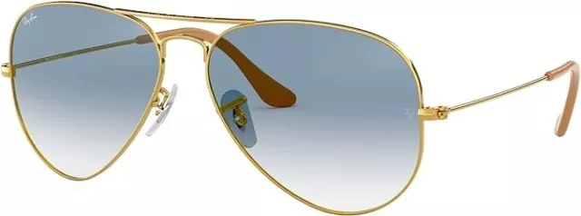 Ray-Ban RB3025 001/3F 5 Aviator Gradient Sunglasses with Gold Frame Blue Lens