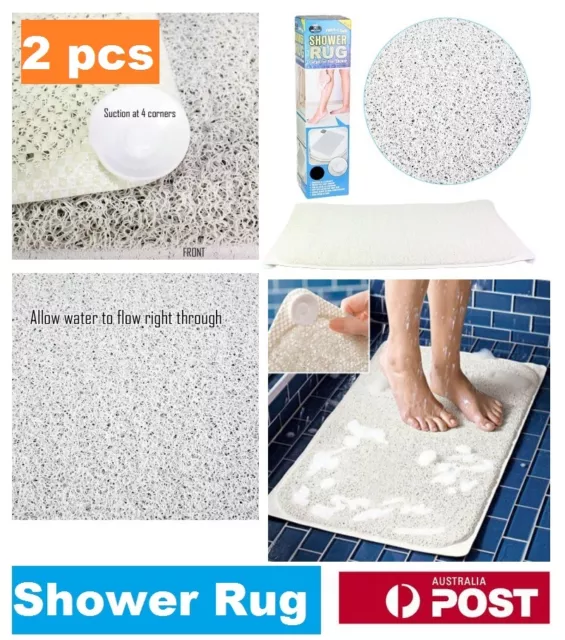 2x Shower Rug Bathmat Aqua Rug HYDRO Anti Slip Drain Away Shower Mat Non Slip