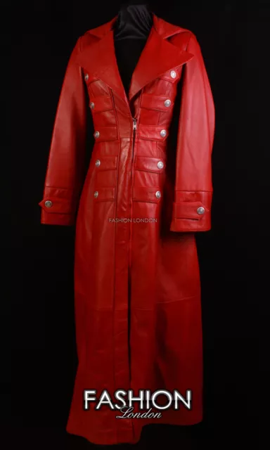 HERITAGE Ladies LONG COAT Red Edwardian Victorian Military Style Fulllength Coat