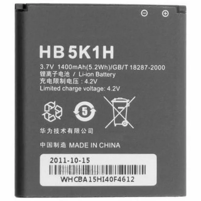 Batteria per Huawei SONIC U8650 ASCEND Y200 VISION U8850 come HB5K1H 1400mAh