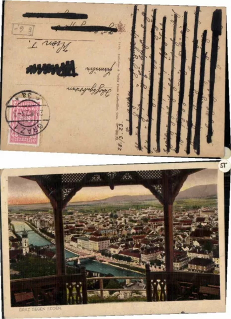 59500;Graz gegen Süden vom Schlossberg 1919