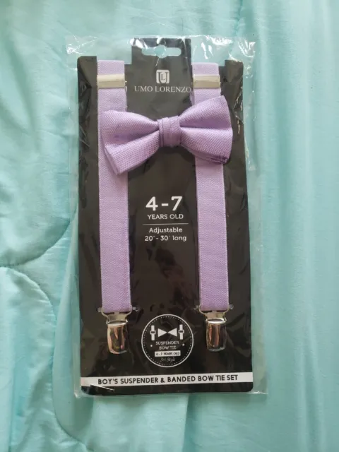 Kids Umo Lorenzo Suspender And Bow Tie Set Adjustable 20”-30” Long 4-7 Years Old