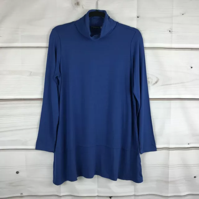 Joan Rivers Womens Long Sleeve Jersey Knit Turtleneck Hem Detail Blue Size Small