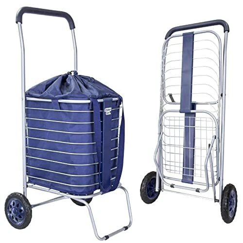 Cruiser Cart with Bag Bundle Shopping Grocery Rolling Folding Laundry Basketn