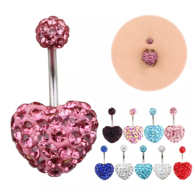 Piercing de ombligo Heart Drop Colgante ombligo anillos cristal espuma de circón q