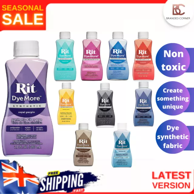 RIT Dye More 15 Colors Synthetic Fabric Dye Ideal for Faded Clothes 207ml