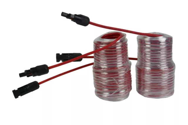 1 Pair 50 ft Solar Panel Extension Connector 12 AWG PV Cable Wire Red