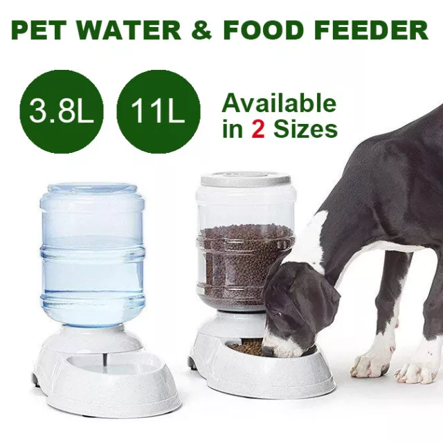 3.8/11L Automatic Pet Dog Cat Feeder Bowl Bottle Dispenser Plastic Large AU