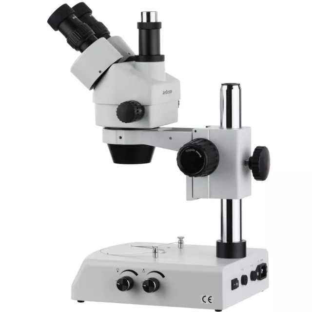 AmScope 7X-90X Simul-Focal Trinocular Stereo Zoom Microscope + 1.3MP Camera 3