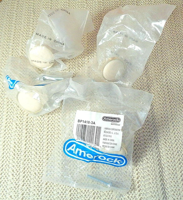 4 Beige Ceramic & Polished Brass Cabinet/Drawer Knobs / New / Amerock