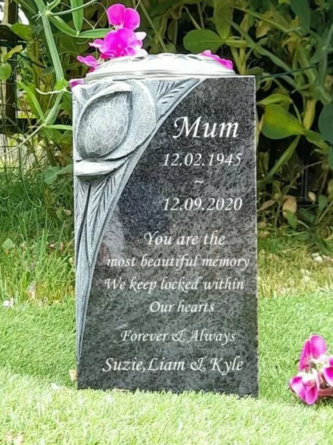 Personalised Grey Granite Memorial Grave Plaque Stone Headstone Cemetery Stone
