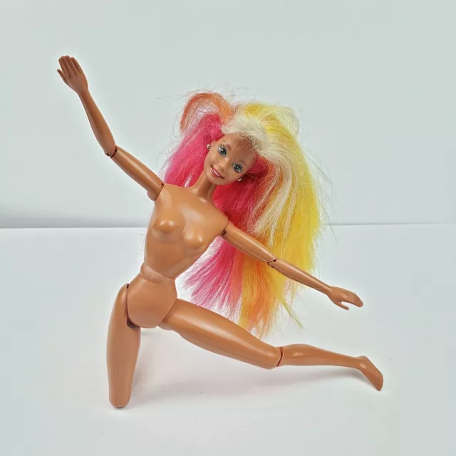 Hula Hair Barbie Doll Poseable Articulated Orange Pink Hair Vintage Hula Hair Barbie Doll Poseable Articulated Orange Pink Hair Vintage