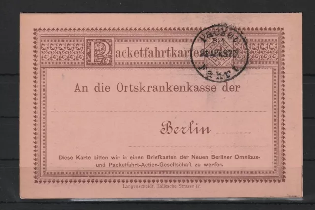 Privatpost Stadtpost GA Karte Frage/Antwortteil blanko gestempelt 1887 #1095482