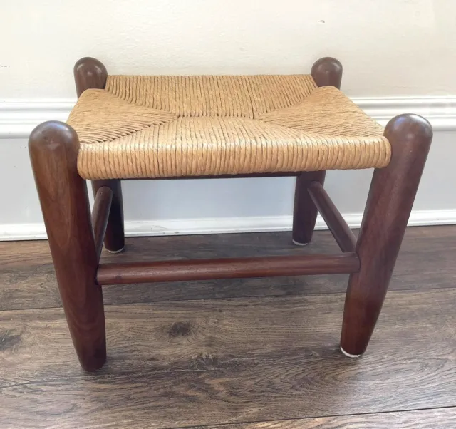 Handmade Rope Rush Twine Seat Oak Foot Stool. Arts and Crafts