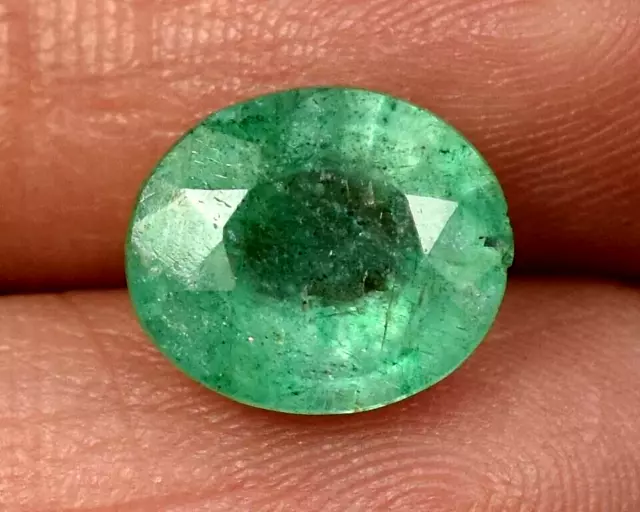 100% Natural 1.75 Ct Colombian Green Emerald 9x8x4 mm Oval Cut Loose Gemstone A+