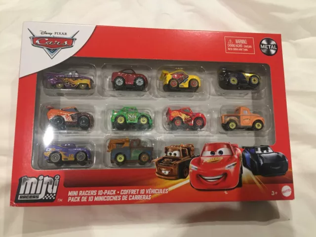 DISNEY PIXAR CARS MINI RACERS 10 PACK GOLD JACKSON STORM NEW