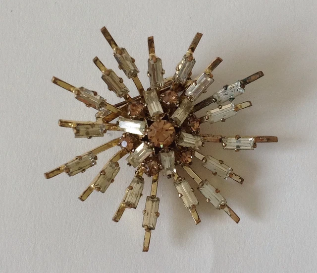 Broche Vintage En étoile Avec Strass - Occasion - Bijou Ancien Décoratif