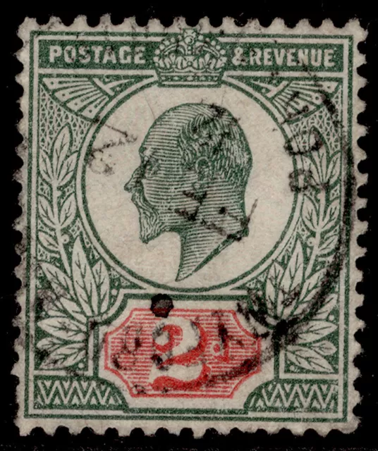 GB EDVII SG290 SPEC M13(1), 2d deep dull green & red, FINE USED. Cat £22. CDS