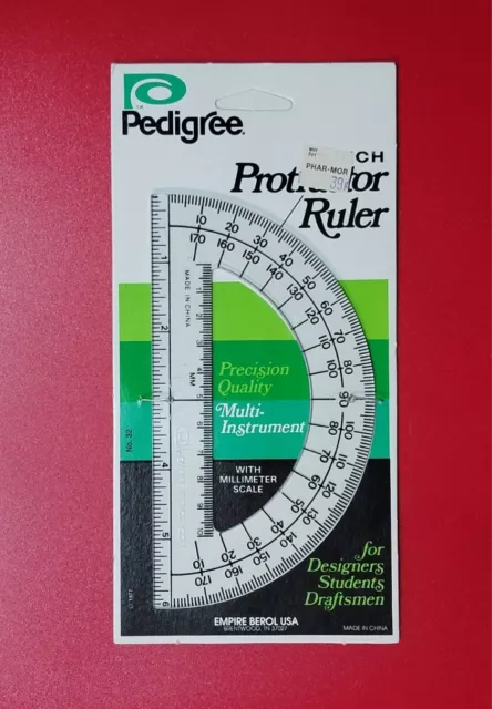 Vintage Clear Plastic Ruler w/ Built in Protractor and Triangles Made in  USA