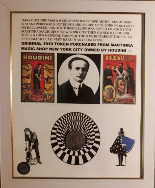 Original Martinka Magic Shop Token From Store Owned By Houdini Framed  Very Nice 3